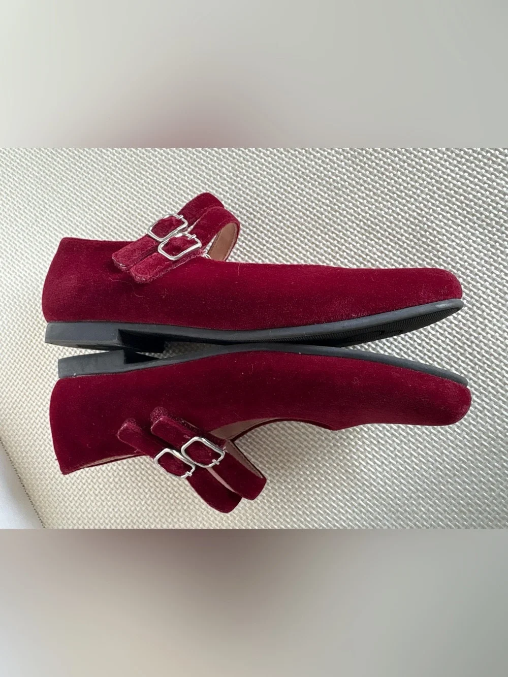Christie & Jill Girls Size 3 Mary Jane Maroon Velvet Shoes Fancy Dress